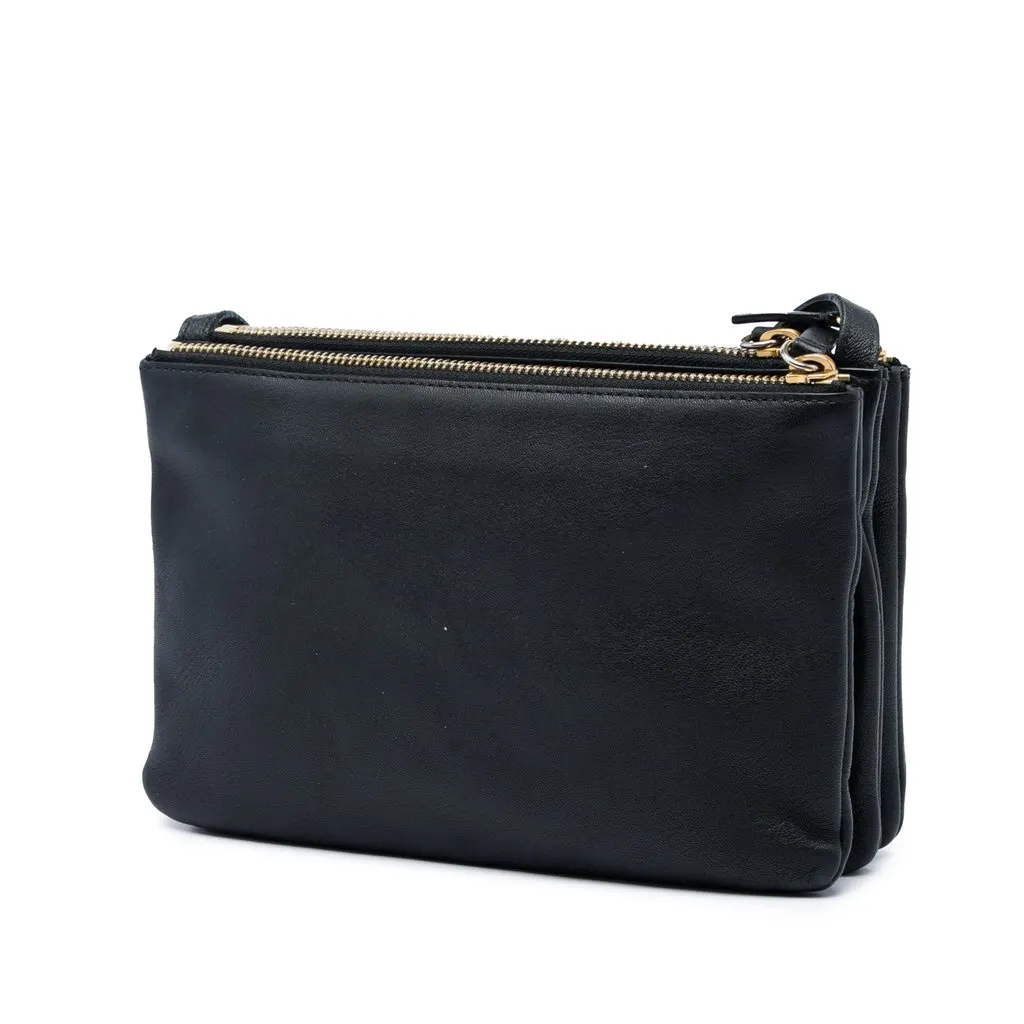 Celine Small Lambskin Trio Crossbody Black Leather Good - Back View