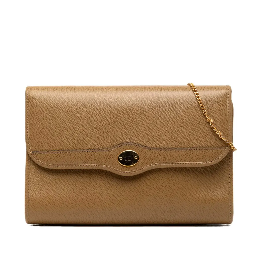 Dior Leather Chain Crossbody Brown Leather Very good - Front View