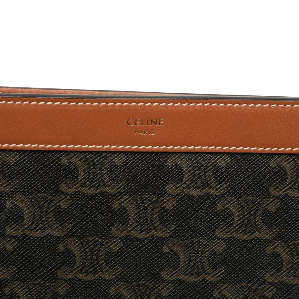 Celine Triomphe Coated Canvas Clutch Brown Very good - Box View