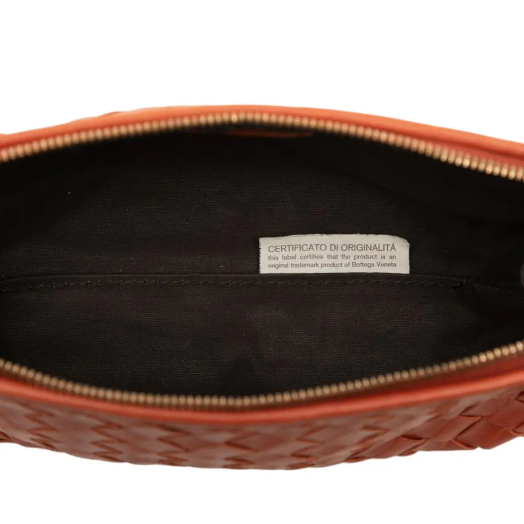 Bottega Veneta Nappa Intrecciato Cosmetic Pouch Orange Leather Very good - Model View