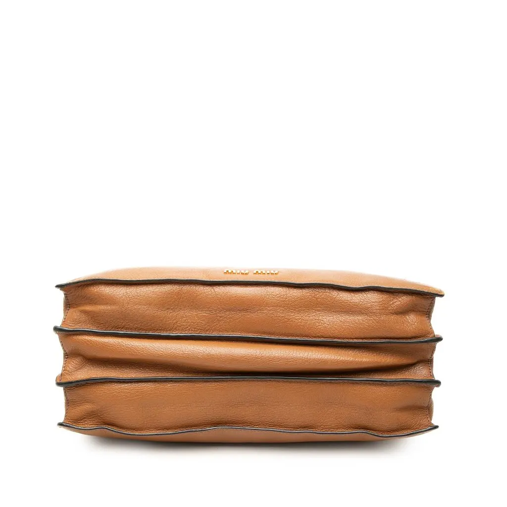 Miu Miu Goatskin Madras Satchel Brown Leather Good - Inside View