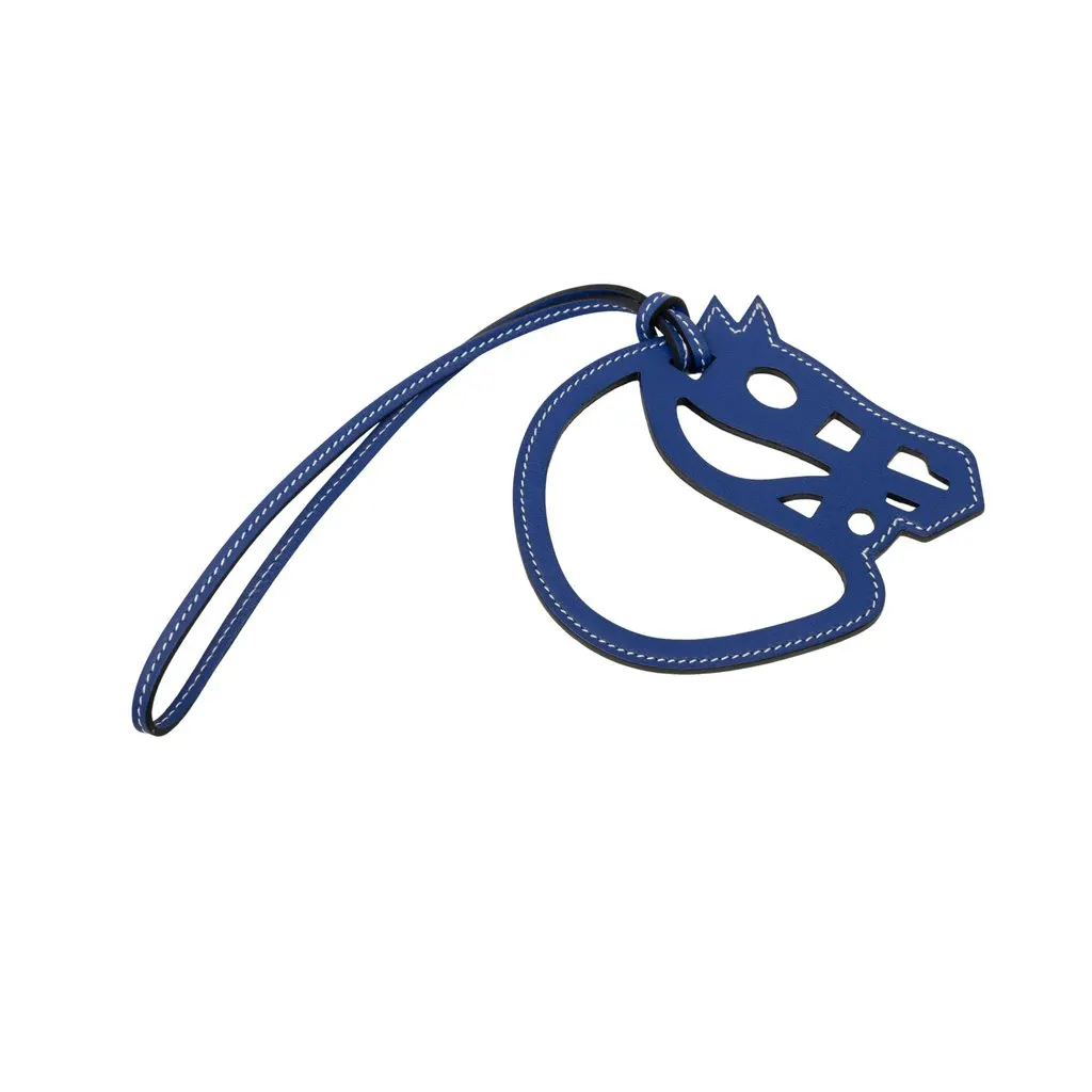 Hermès Swift Paddock Cheval Charm Blue Leather Very good - Front View