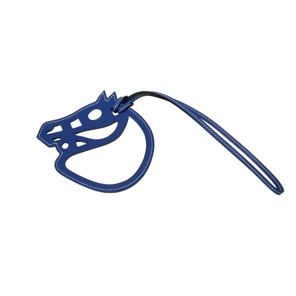 Hermès Swift Paddock Cheval Charm Blue Leather Very good - Back View