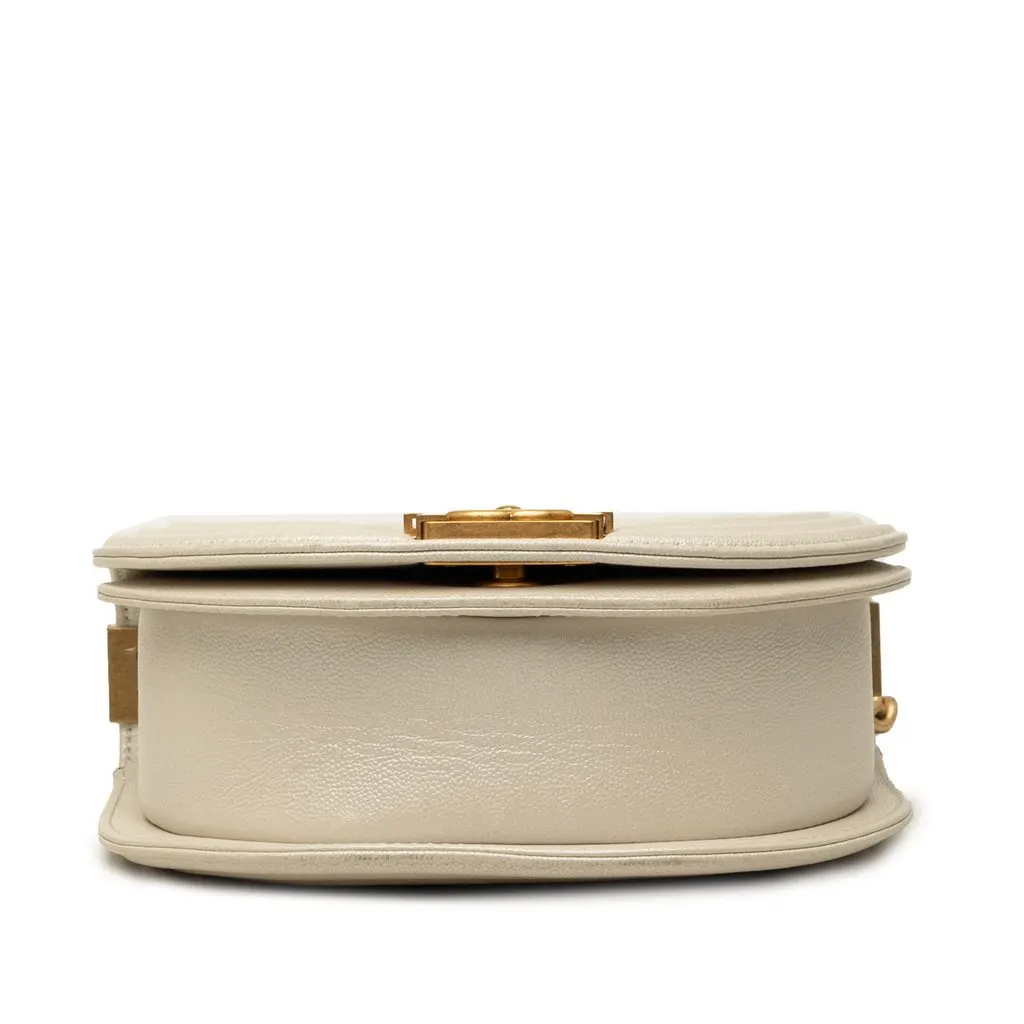Chanel Small Quilted Caviar Boy Messenger Bag White Leather Very good - Inside View