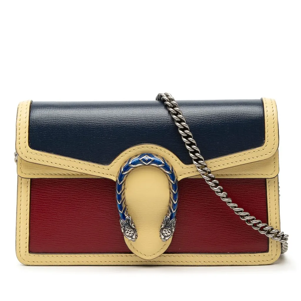 Gucci Mini Tricolor Leather Dionysus Crossbody Blue Leather Very good - Front View