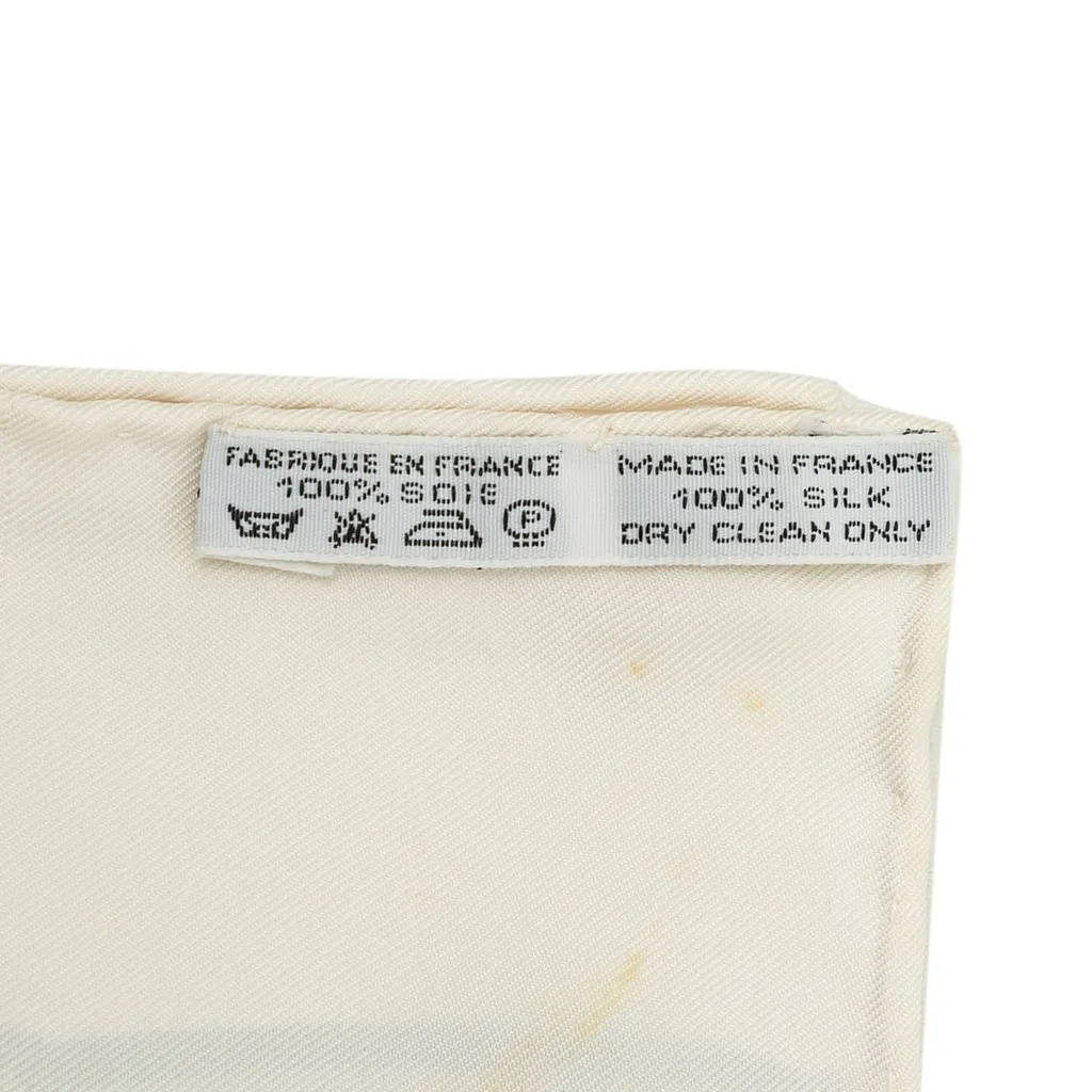 Hermès Marine et Cavalerie Silk Scarf 90 White Silk Very good - Back View