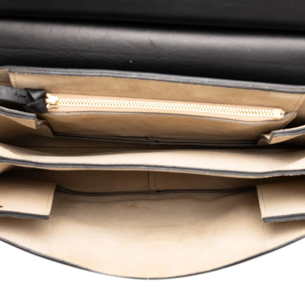 Chloé Medium Calfskin and Suede Faye Crossbody Black Leather Good - Model View