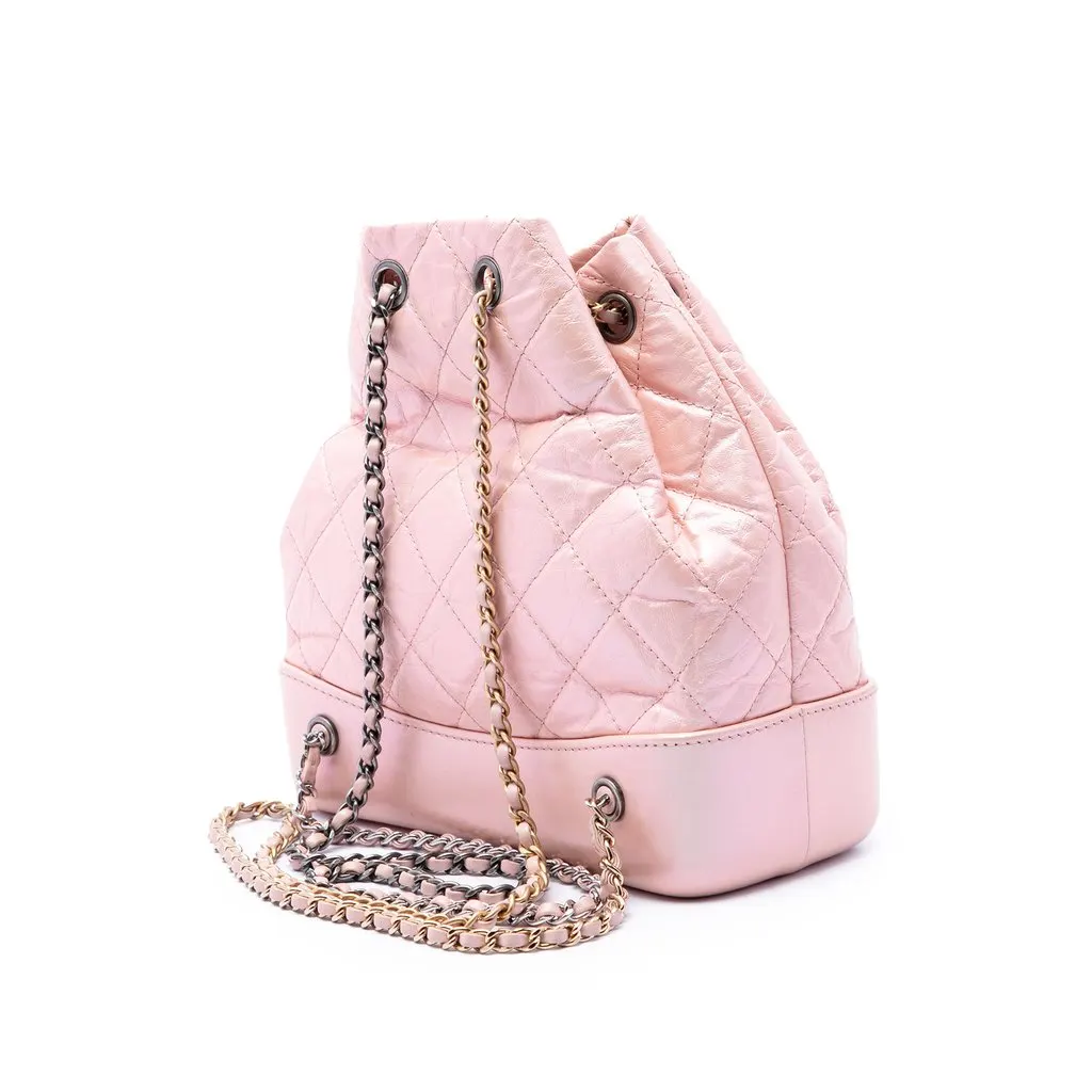 Chanel Small Quilted Aged Calfskin Gabrielle Backpack Pink Leather Very good - Back View
