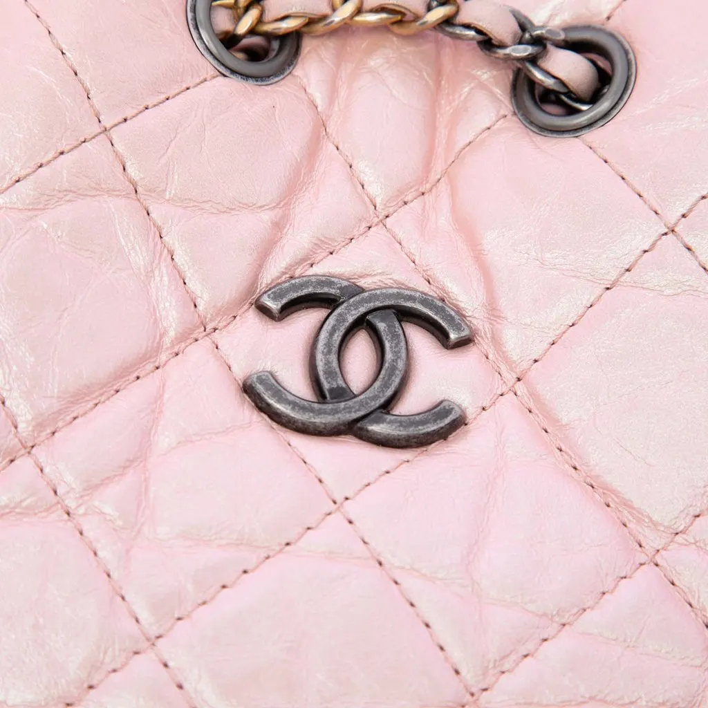 Chanel Small Quilted Aged Calfskin Gabrielle Backpack Pink Leather Very good - Box View
