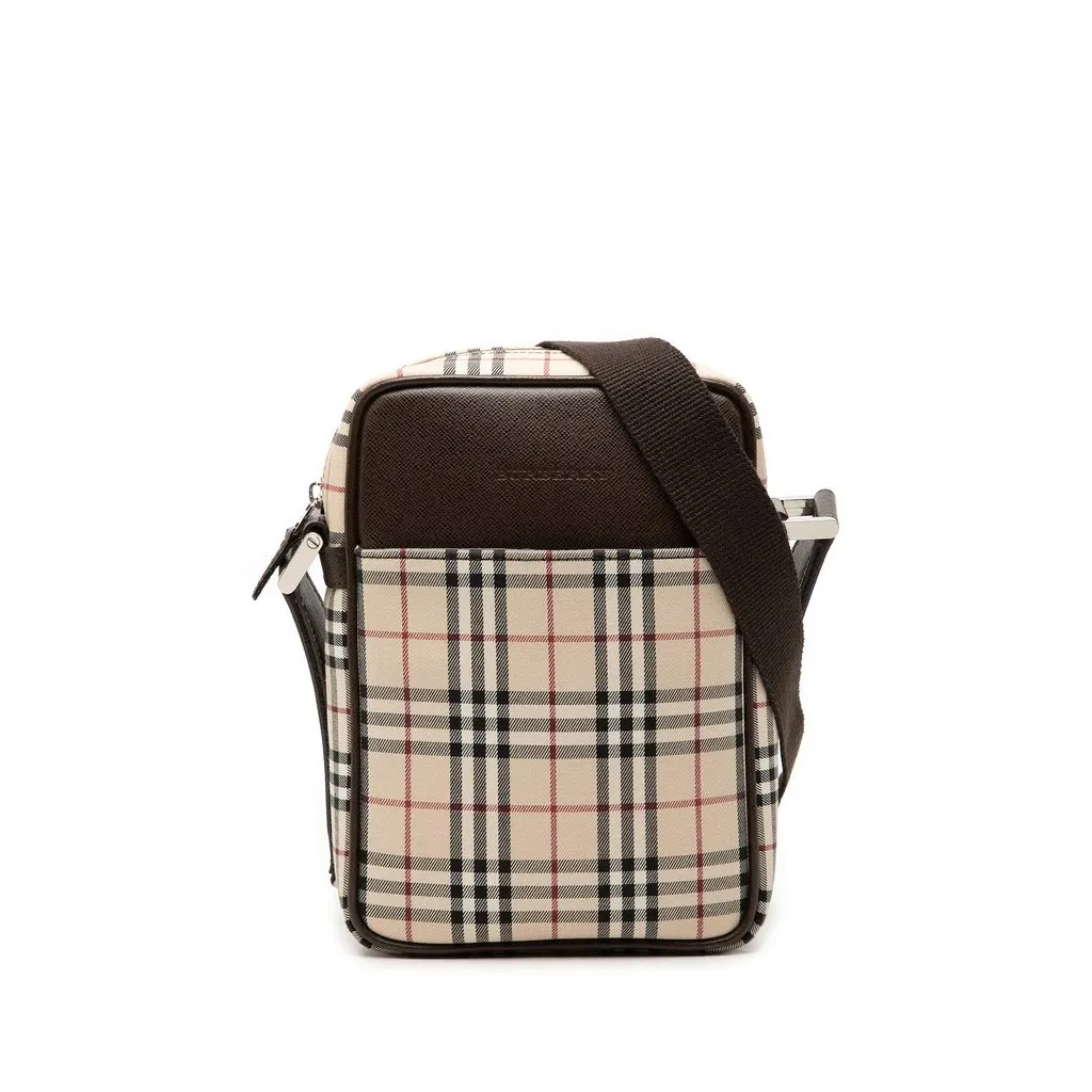 Burberry House Check Canvas Crossbody Beige Canvas Very good - Front View