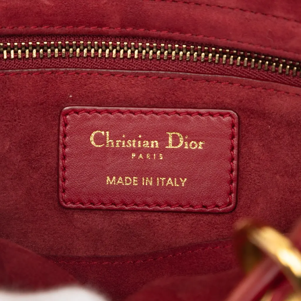 Dior Small Lambskin Cannage Studded Supple Lady Dior Red Leather Very good - Box View