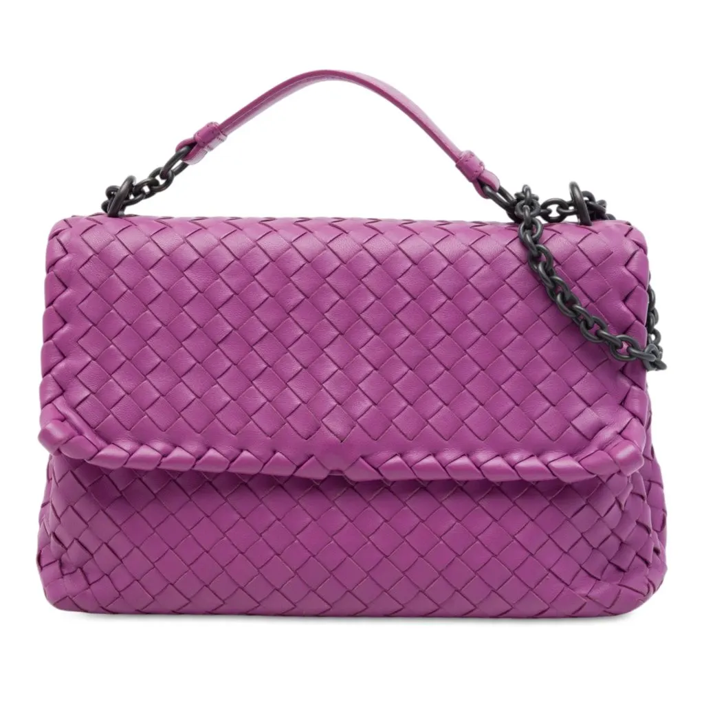 Bottega Veneta Small Nappa Intrecciato Olimpia Shoulder Bag Purple Leather Very good - Front View