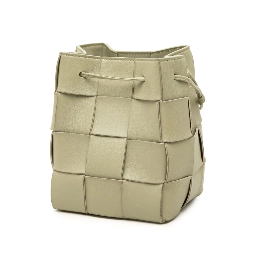 Bottega Veneta Small Nappa Maxi Intrecciato Cassette Bucket Bag Brown Leather Good - Back View