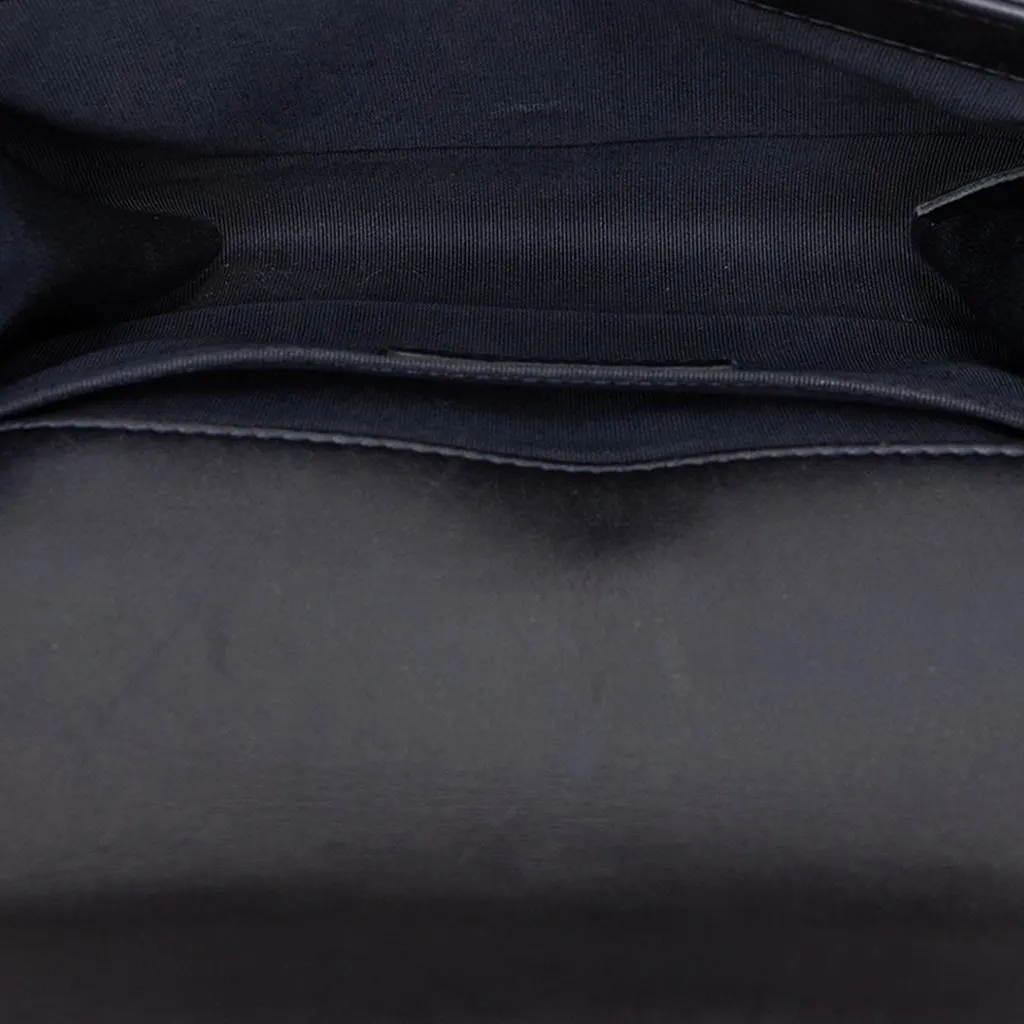 Chanel Small Lambskin Embossed Cube Boy Flap Blue Leather Very good - Model View