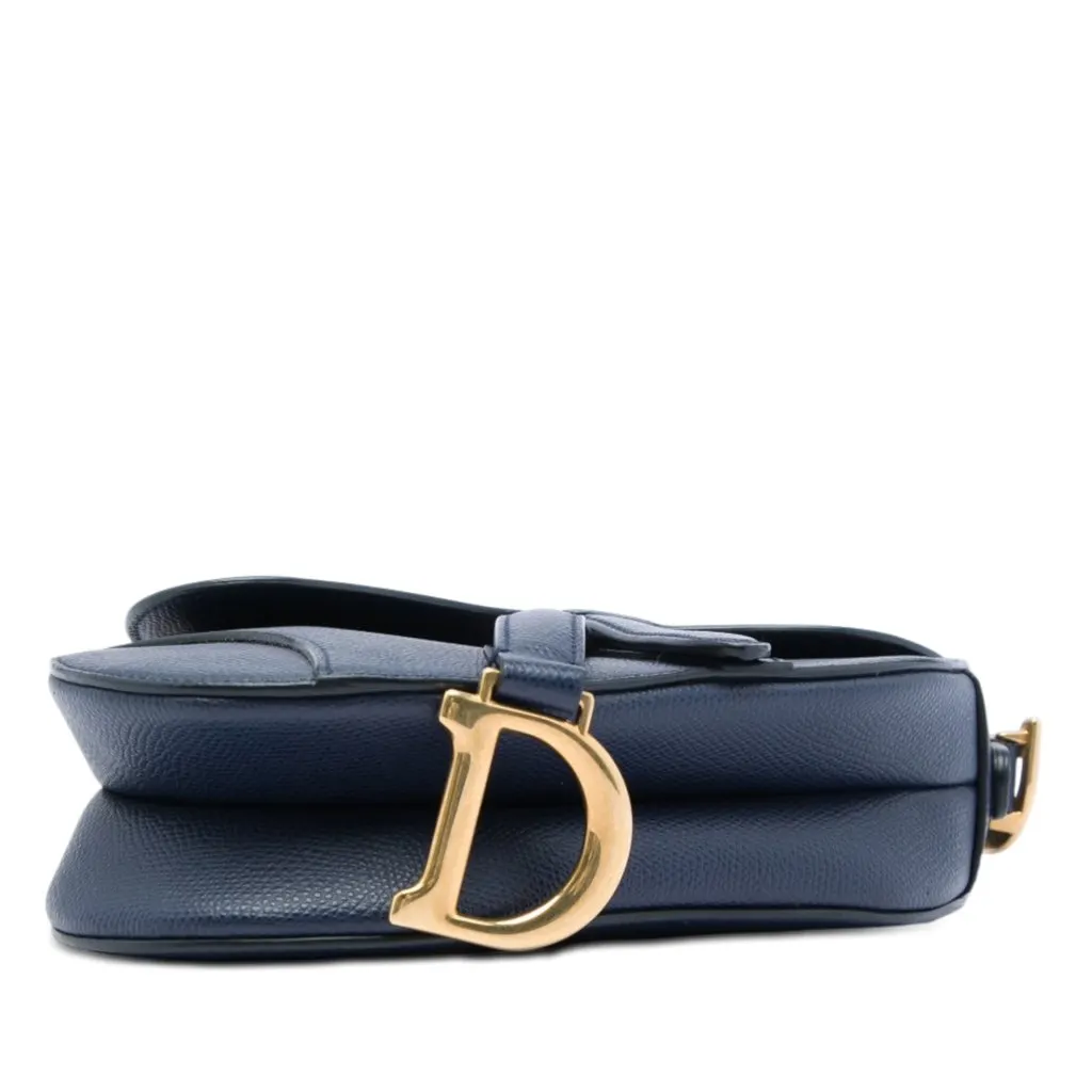 Dior Mini Grained Calfskin Saddle Bag Blue Leather Very good - Inside View