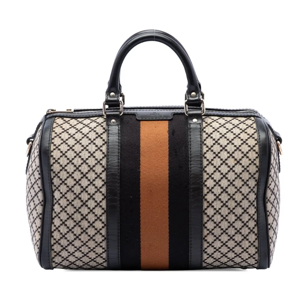 Gucci Medium Diamante Canvas Web Joy Boston Bag Beige Very good - Front View