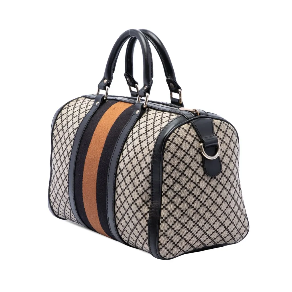 Gucci Medium Diamante Canvas Web Joy Boston Bag Beige Very good - Back View