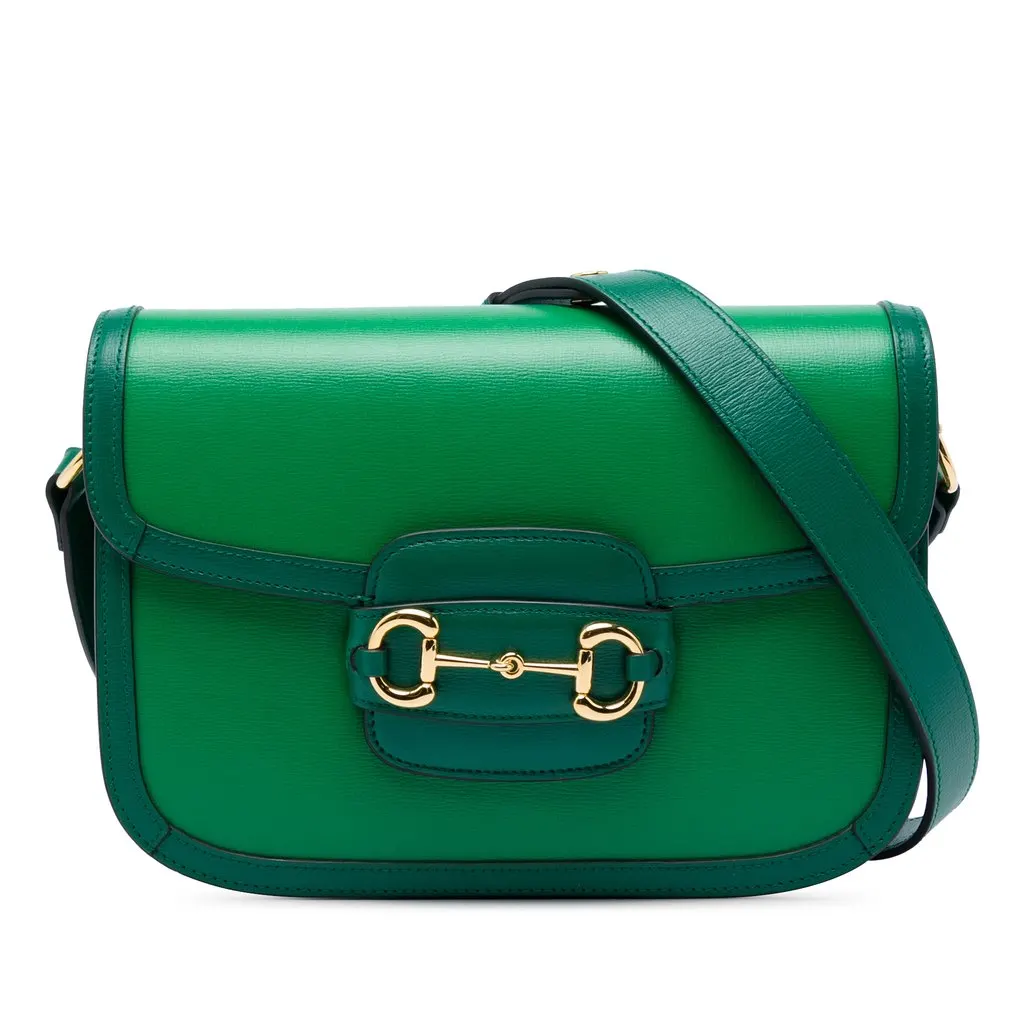 Gucci Medium Calfskin Horsebit 1955 Shoulder Bag Green Leather Good - Front View