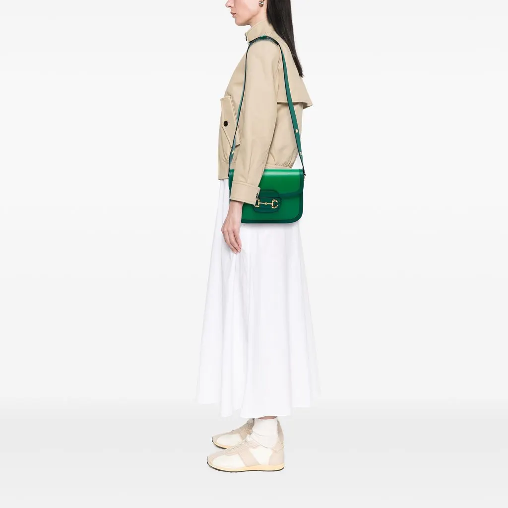 Gucci Medium Calfskin Horsebit 1955 Shoulder Bag Green Leather Good - Box View