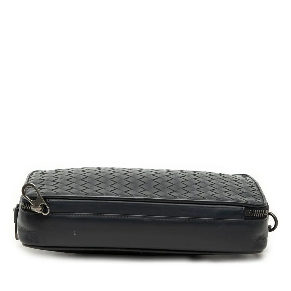 Bottega Veneta Nappa Intrecciato Wristlet Clutch Blue Leather Good - Inside View