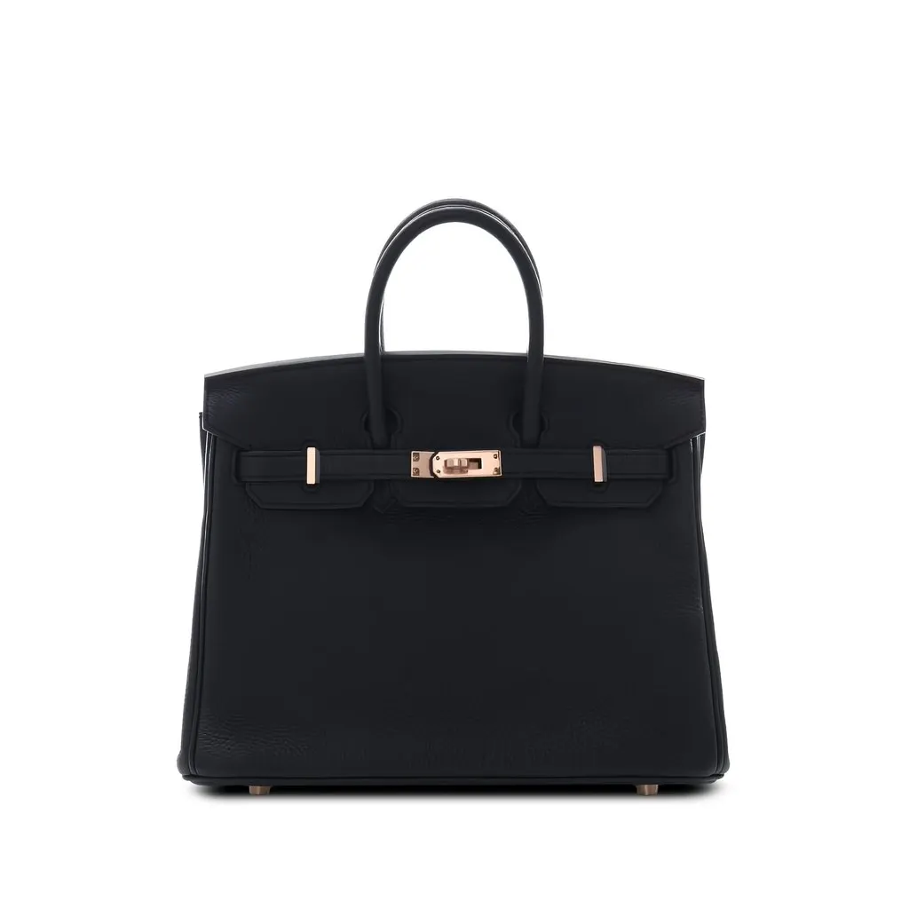 Hermès Togo Birkin Retourne 25 Black Leather Very good - Front View