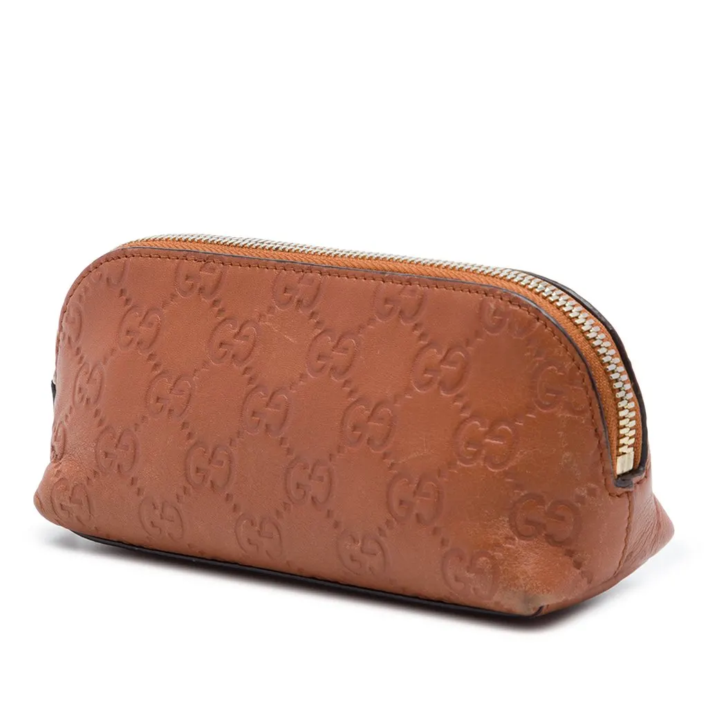 Gucci Guccissima Pouch Brown Leather Very good - Back View