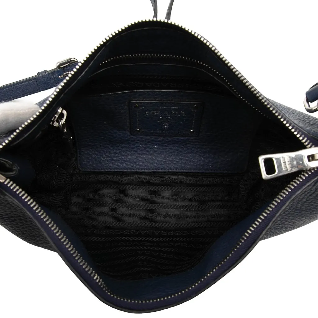 Prada Vitello Daino Crossbody Blue Leather Good - Model View