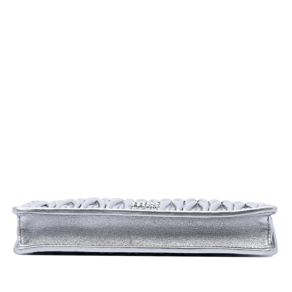 Miu Miu Metallic Matelasse Nappa Wristlet Clutch Silver Leather Very good - Inside View