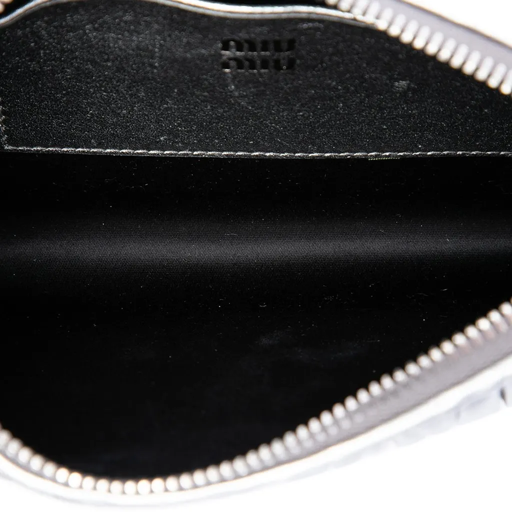 Miu Miu Metallic Matelasse Nappa Wristlet Clutch Silver Leather Very good - Model View