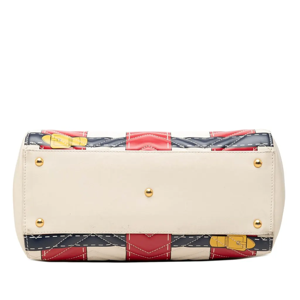 Gucci Small GG Marmont Matelasse Calfskin Trompe L Oeil Satchel White Leather Good - Inside View