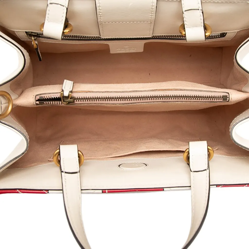 Gucci Small GG Marmont Matelasse Calfskin Trompe L Oeil Satchel White Leather Good - Model View