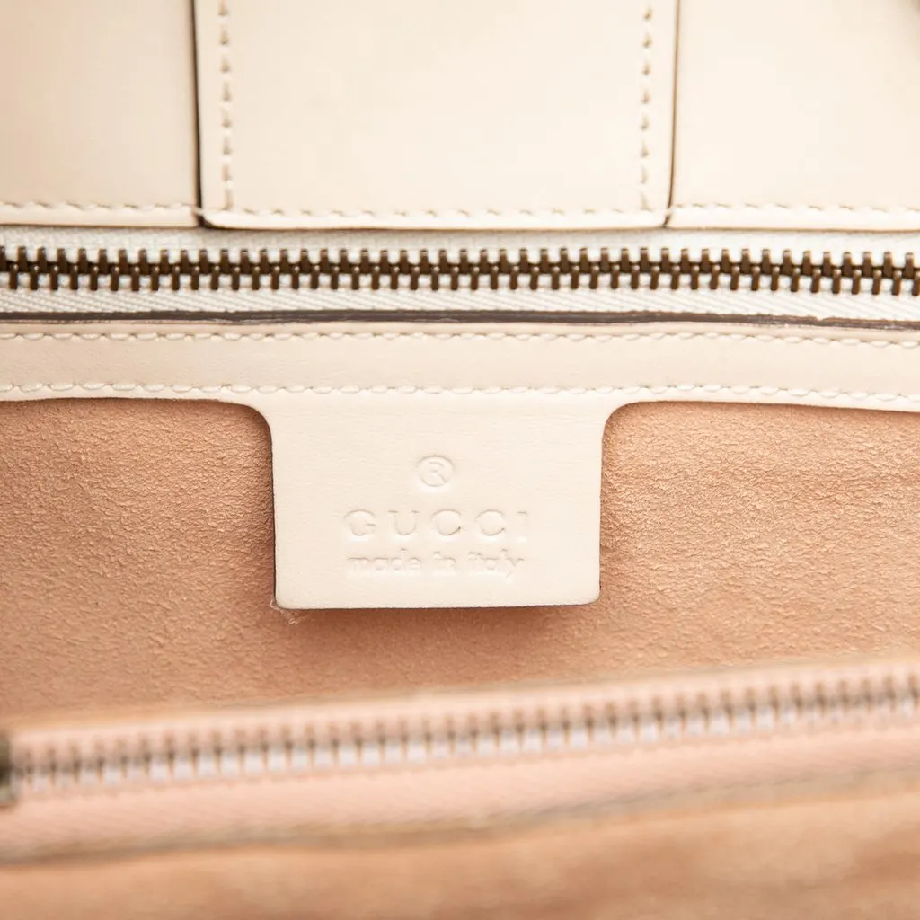 Gucci Small GG Marmont Matelasse Calfskin Trompe L Oeil Satchel White Leather Good - Box View