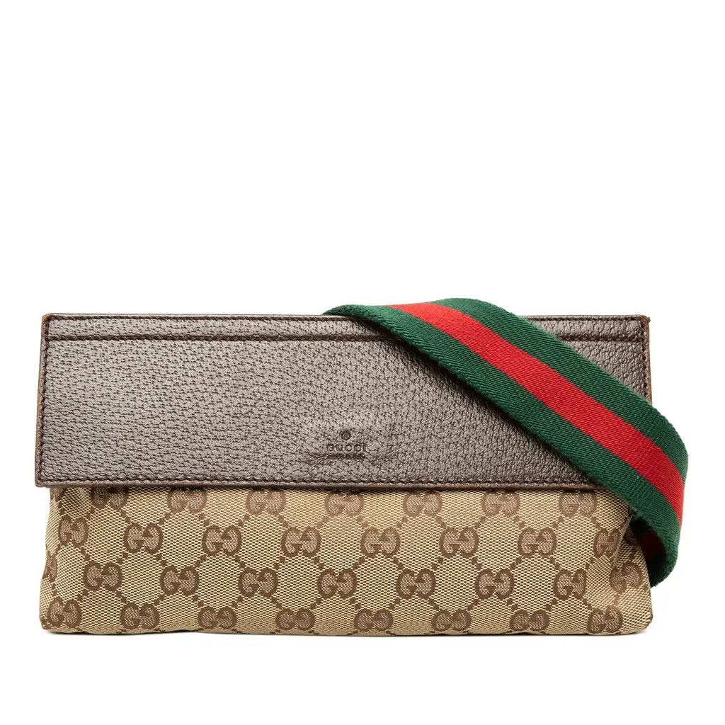 Gucci GG Canvas Web Crossbody Beige Canvas Very good - Front View
