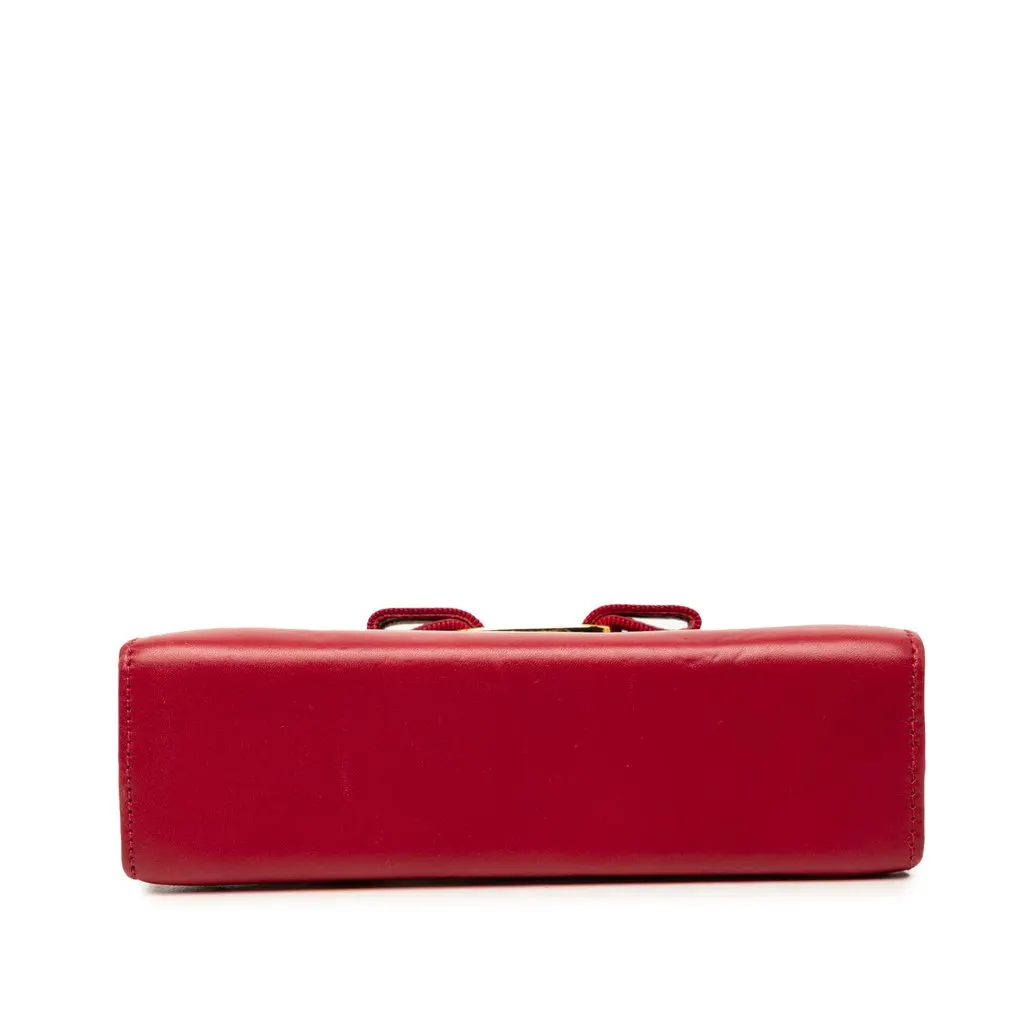 Ferragamo Leather Vara Bow Kiss Lock Chain Crossbody Red Leather Very good - Inside View