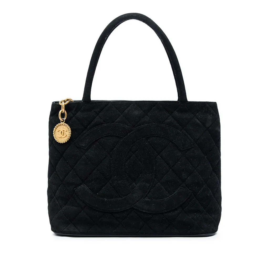Chanel Velvet Medallion Tote Black Velvet Very good - Front View