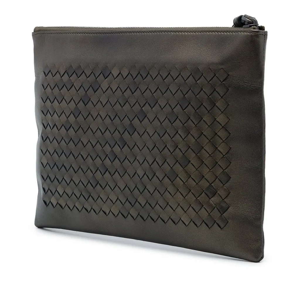 Bottega Veneta Nappa Intrecciato Wristlet Clutch Brown Leather Very good - Back View
