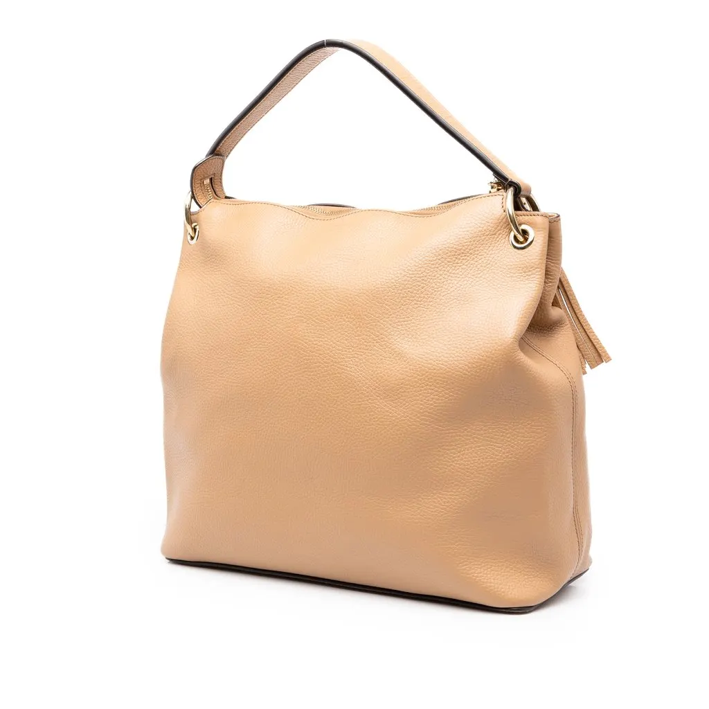Gucci Large Pebbled Calfskin Soho Convertible Hobo Beige Leather Good - Back View