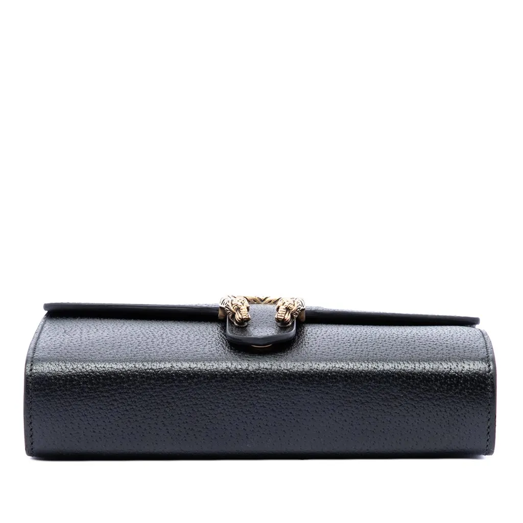 Gucci Mini Calfskin Dionysus Web Wallet On Chain Black Leather Very good - Inside View