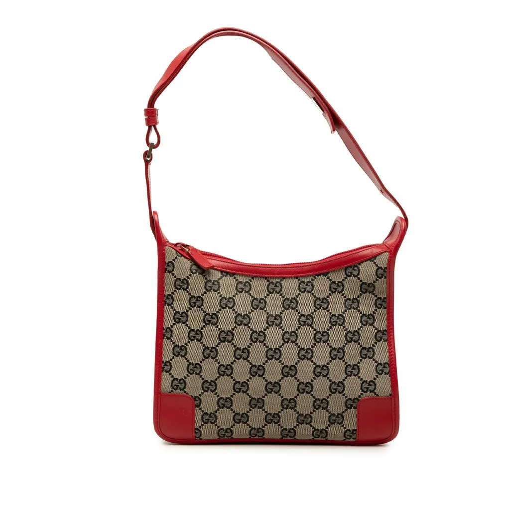 Gucci GG Canvas Shoulder Bag Beige Good - Front View