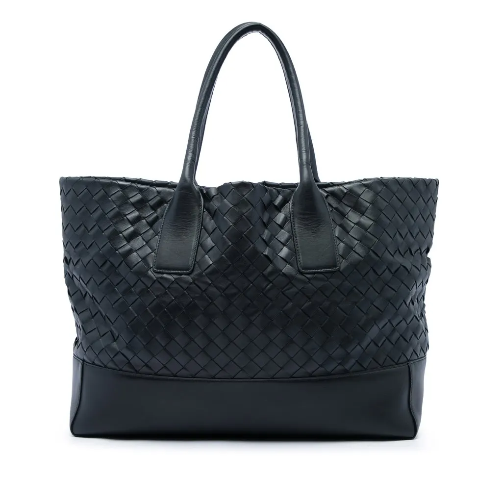 Bottega Veneta Nappa Intrecciato Tote Black Leather Very good - Front View
