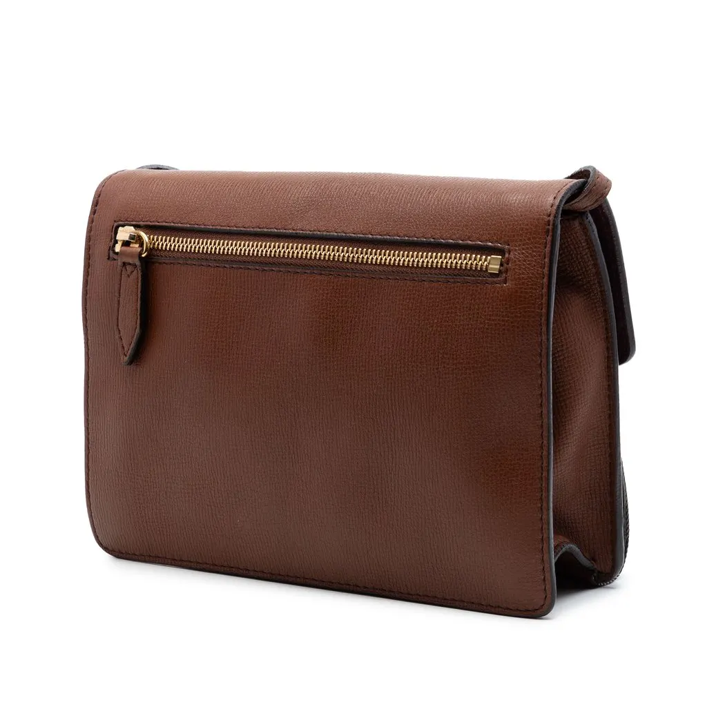Burberry Small Leather and House Check Canvas Derby Macken Crossbody Brown Very good - Back View