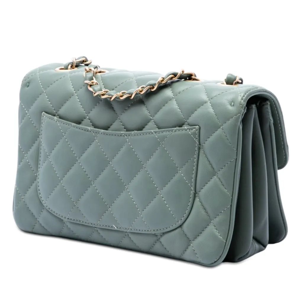 Chanel Medium Quilted Lambskin Daily Companion Flap Green Leather Very good - Back View