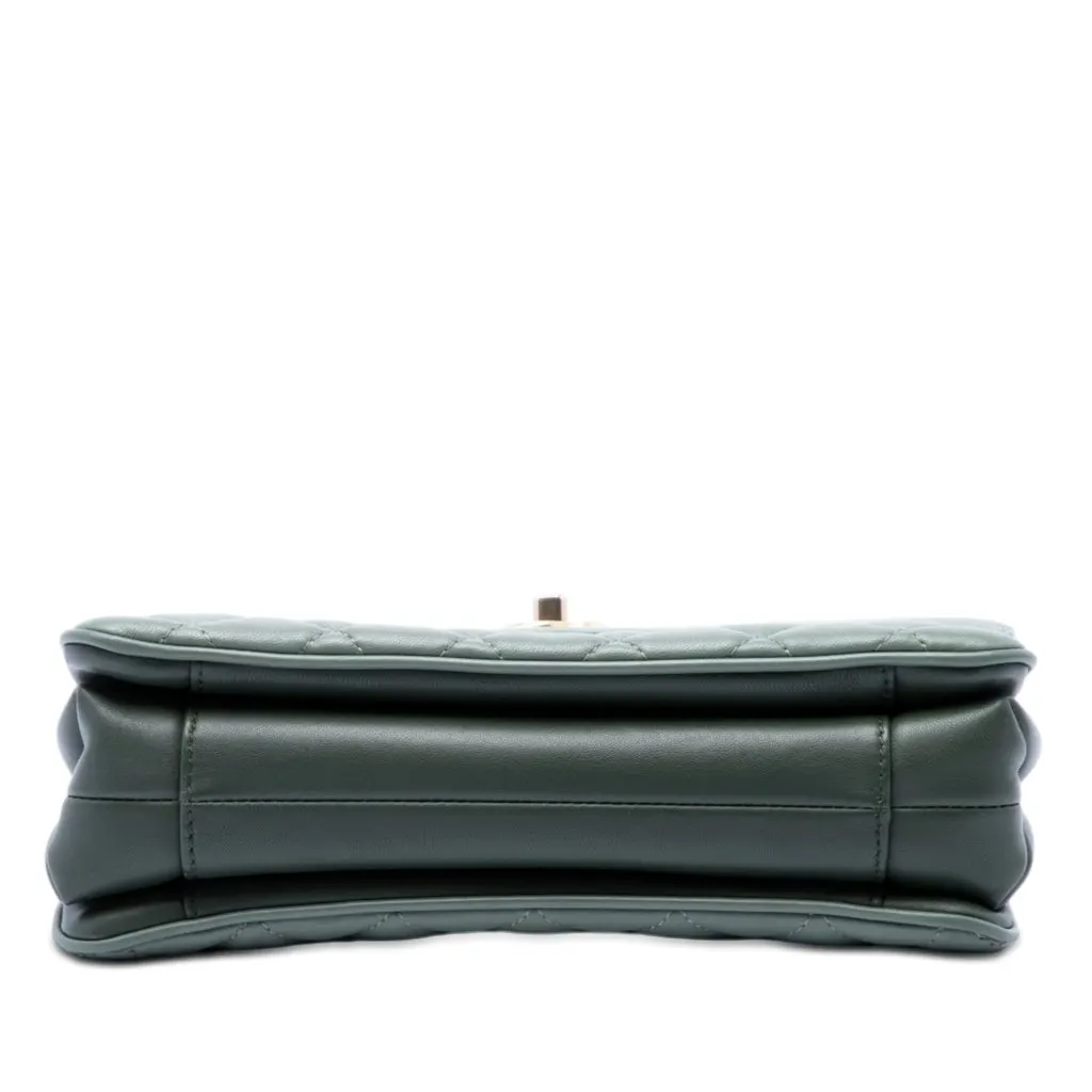 Chanel Medium Quilted Lambskin Daily Companion Flap Green Leather Very good - Inside View
