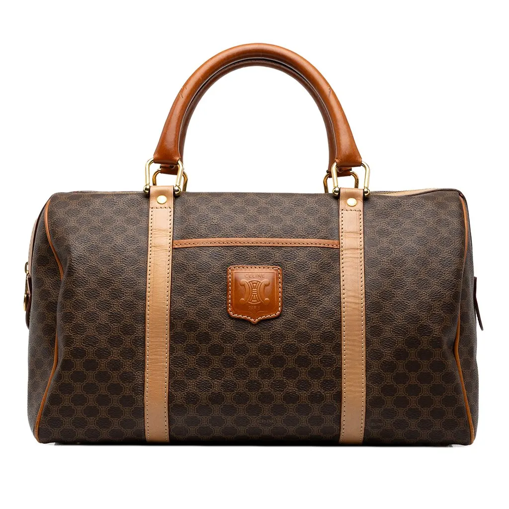 Celine Macadam Coated Canvas Boston Bag Brown Canvas Good - Front View