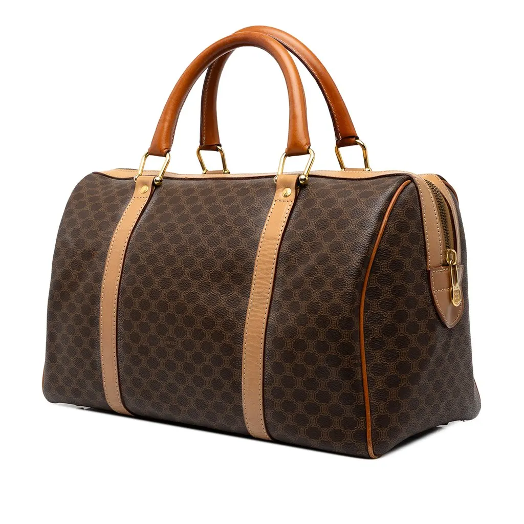 Celine Macadam Coated Canvas Boston Bag Brown Canvas Good - Back View