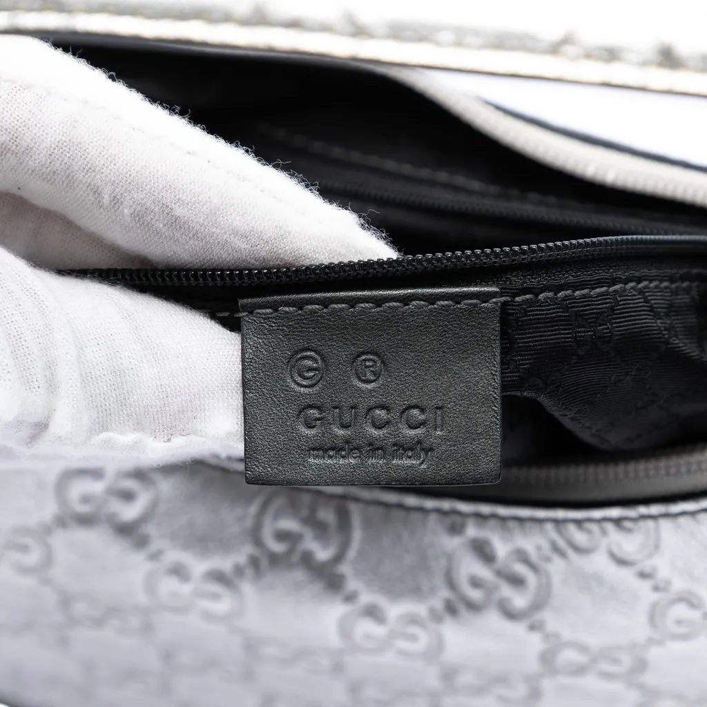 Gucci Metallic Guccissima Shoulder Bag Silver Leather Very good - Box View