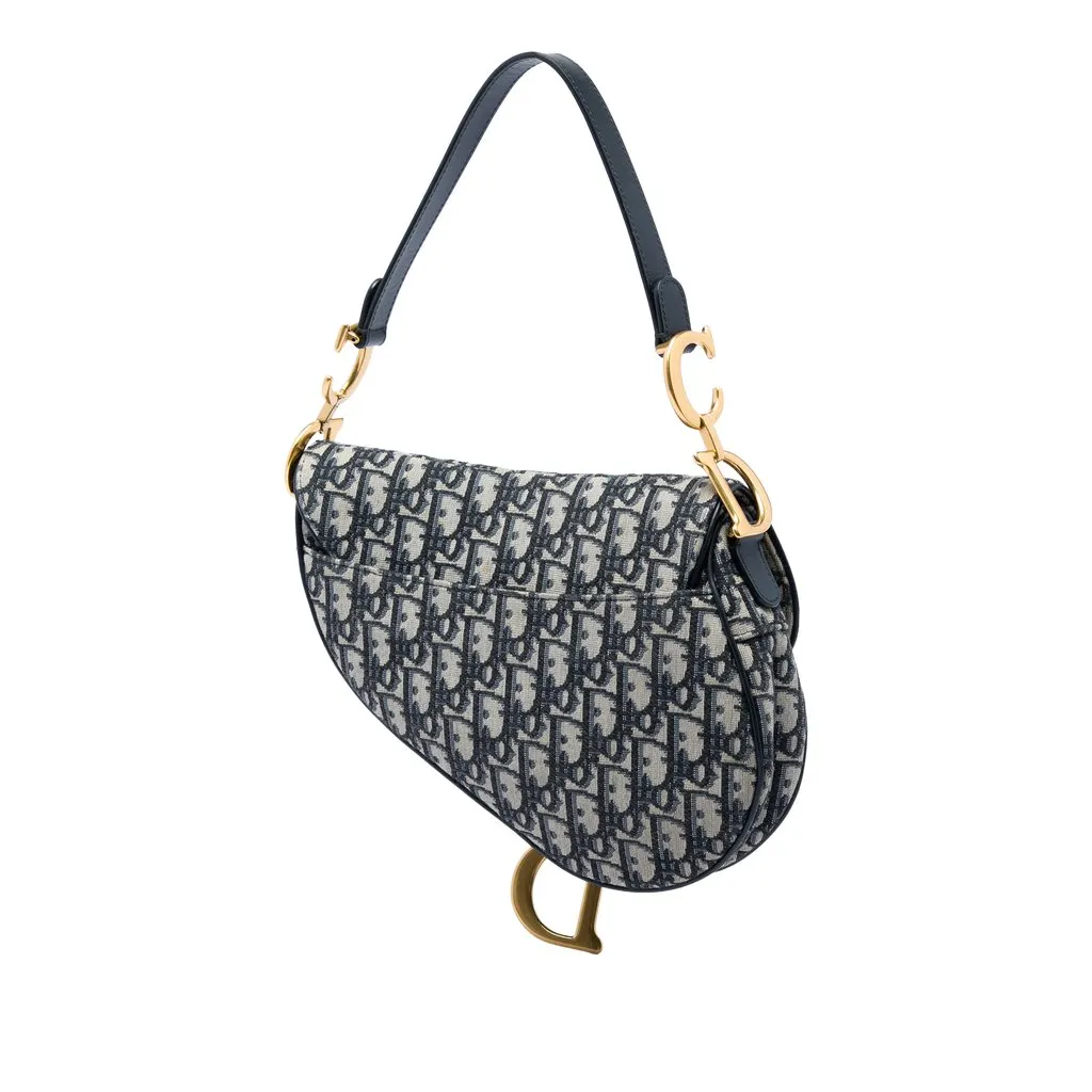 Dior Oblique Canvas Saddle Bag Blue Very good - Back View