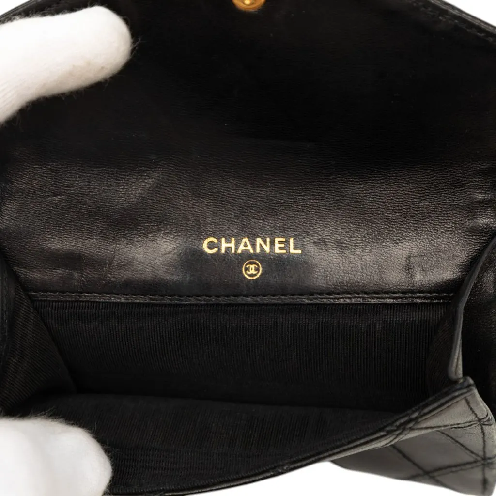 Chanel CC Quilted Lambskin Compact Wallet Black Leather Very good - Box View