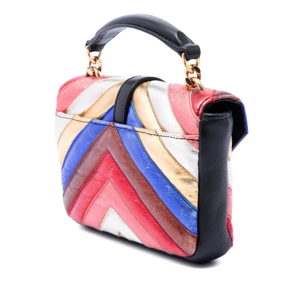 Saint Laurent Mini Chevron Sheepskin Multicolor Monogram College Satchel MultiColor Leather Very good - Back View