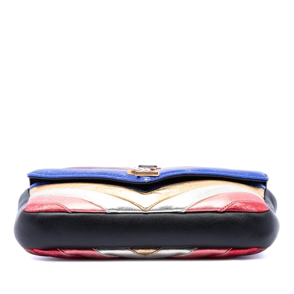 Saint Laurent Mini Chevron Sheepskin Multicolor Monogram College Satchel MultiColor Leather Very good - Inside View